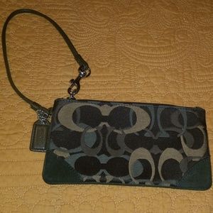 Coach monogram green wristlet